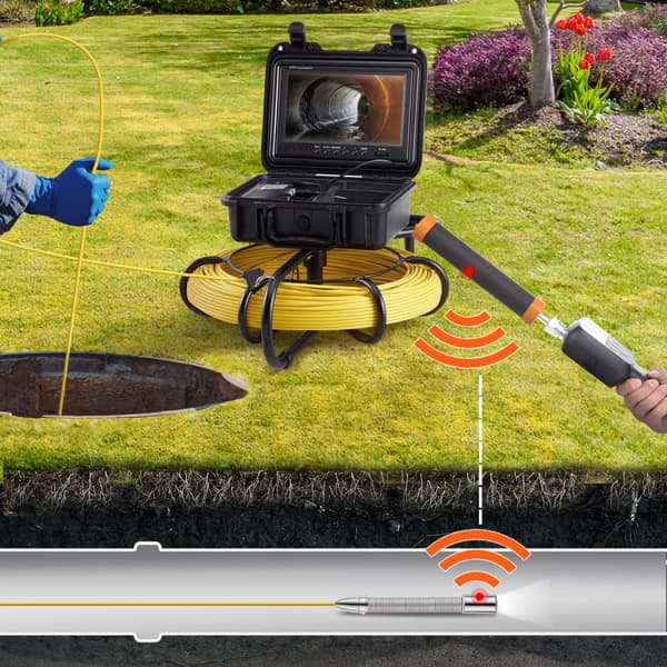 Viemärikamera 720P Näytöllä, Vedenpitävä Teltta, 512 Hz:n Sonde, 300 Jalkaa Putkien Tarkastukseen.
