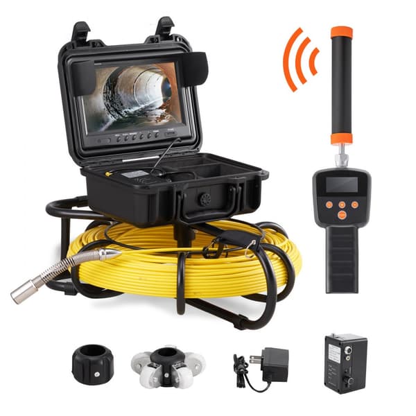 Viemärikamera 720P Näytöllä, Vedenpitävä Teltta, 512 Hz:n Sonde, 300 Jalkaa Putkien Tarkastukseen.