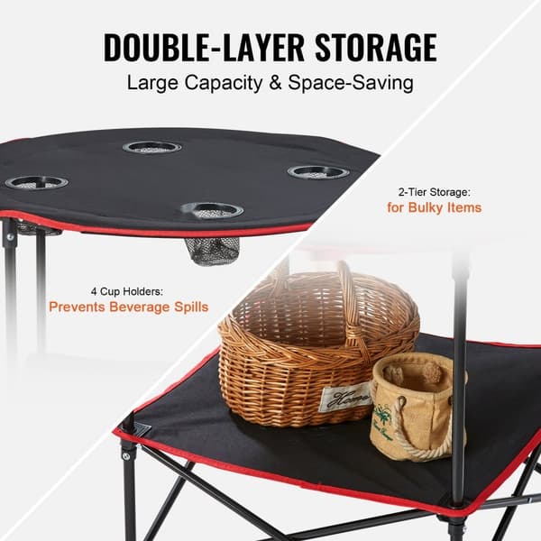 Fleksibelt campingbord i letvægtsdesign, bærbart og kompakt. Ideelt til strandpicnic med stor opbevaringstaske, 28,3"x24".