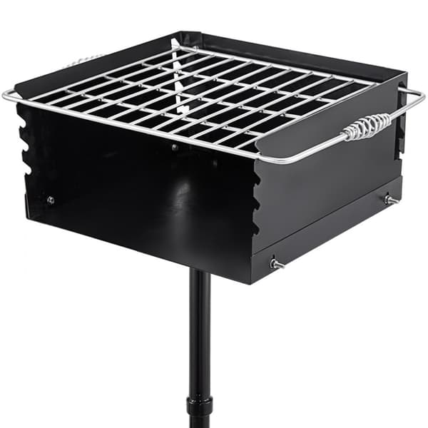 Udendørs 16"x16" Park Style Kulgrill i kulstål med justerbar rustfri ristsystem. Ideel til udendørs BBQ og madlavning.