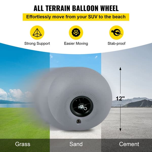 Beach Wonder Wheeler med 12 store ballonhjul, 350 lbs strandvogn til sand. Inkluderer flip flop-holder og opbevaringstaske."