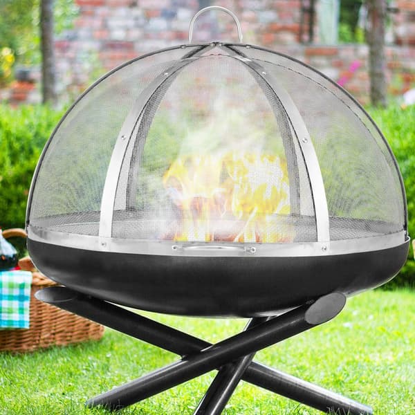 Tulisijan suojaverkko, 40" halkaisija, ulkokäyttöön, metallinen kansi takapihalle, ruostumaton teräs.