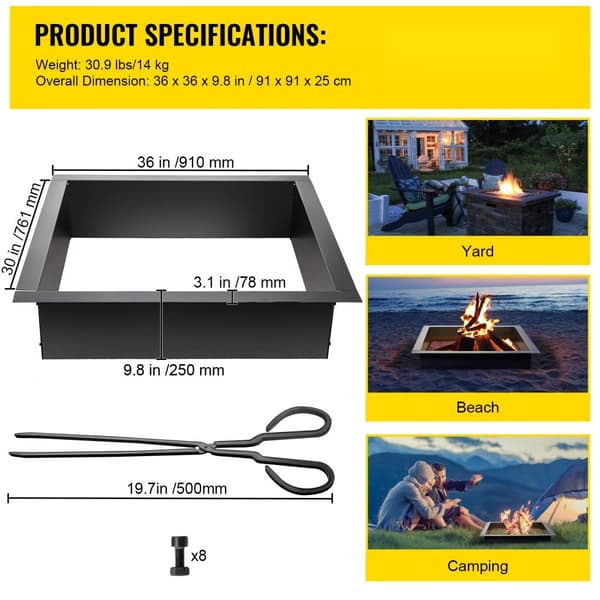 Ilægning af bålsted, 36" ydre/30" indre, 1,5 mm stålring til udendørs brug i gårdhave eller baghave. Perfekt til DIY projekter.