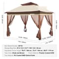 Miniatyrbillede 7 af 9: Patio Gazebo, 11 x 11 FT pop-up pavillon til 8-10 personer, med myggenet, metalramme og PU-belagt Oxford stof, perfekt til udendørs brug.