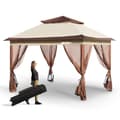Miniatyrbillede 1 af 9: Patio Gazebo, 11 x 11 FT pop-up pavillon til 8-10 personer, med myggenet, metalramme og PU-belagt Oxford stof, perfekt til udendørs brug.