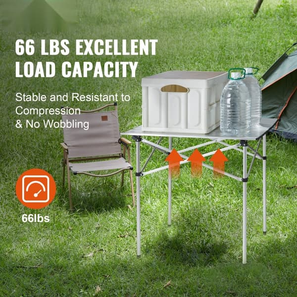 Hopfällbart campingbord, bärbart sidobord, lättvikts aluminium, ultrakompakt, för matlagning, strand, picknick, 24x16 tum.