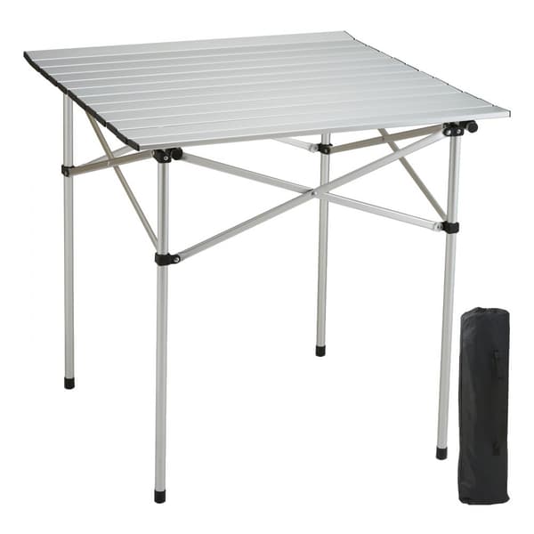 Hopfällbart campingbord, bärbart sidobord, lättvikts aluminium, ultrakompakt, för matlagning, strand, picknick, 24x16 tum.