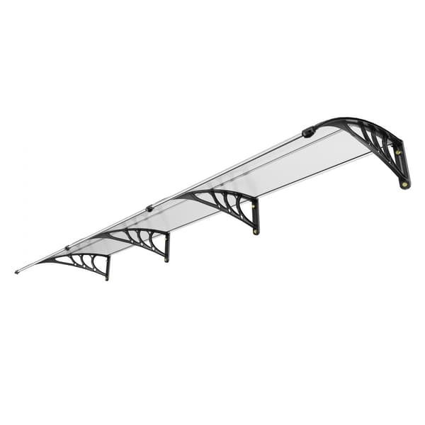 Vinduesdør med markise, 38" x 117", UV50+ PC-solsejl til udendørs terrasse, gennemsigtig, vandtæt, beskyttelse mod UV, regn og sne.