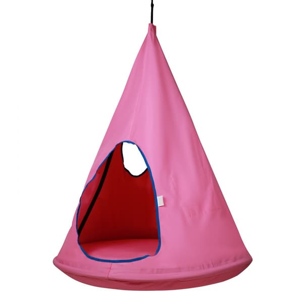 Kids Nest-stol, justerbar hængekøjestol til børn til indendørs og udendørs brug (99 cm D x 132 cm H), 113 kg kapacitet, lyserød.