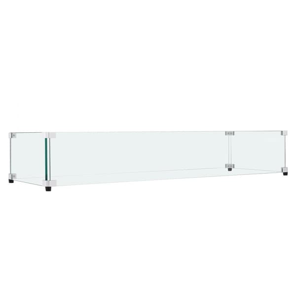 Glasafskærmning til bålbord 773 x 367 x 191 mm. 8 mm tykt hærdet glas, aluminiums hjørner, gummifødder - nem at samle.