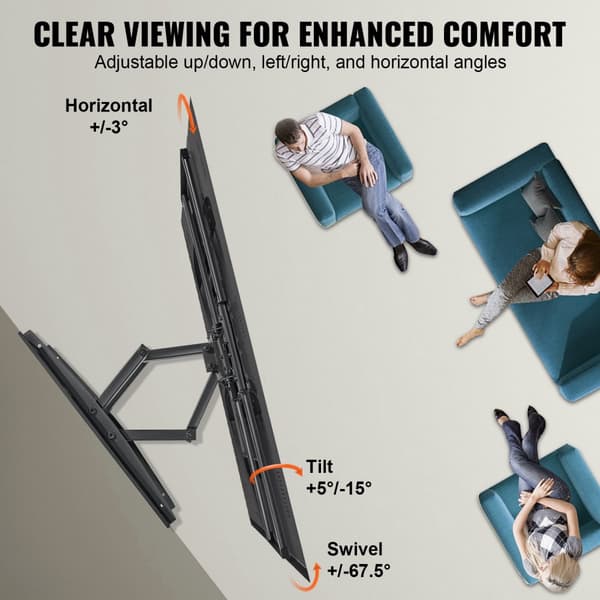 Full Motion tv-beslag til 37-75" tv. Drejelig og tilbar justering, VESA 600x400 mm, max vægt 132 lbs. Ideelt til alle rum.