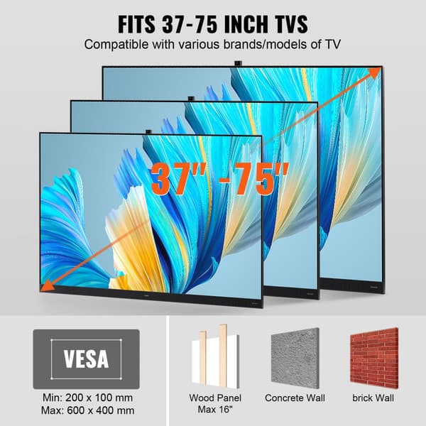 Full Motion tv-beslag til 37-75" tv. Drejelig og tilbar justering, VESA 600x400 mm, max vægt 132 lbs. Ideelt til alle rum.