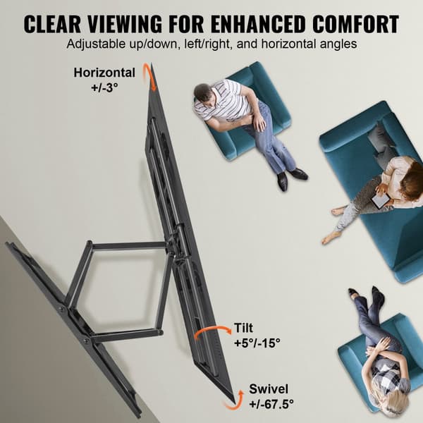 Full Motion TV-fäste för 37-90 tum, vridbart, lutning, horisontell justering, max VESA 600x400 mm, stödjer upp till 165 lbs.