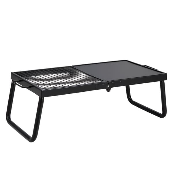 Taitettava nuotiogrilli, 57 cm teräsritilä, kannettava retkeilyvälineet ja grilliteline ulkona ruoanlaittoon.