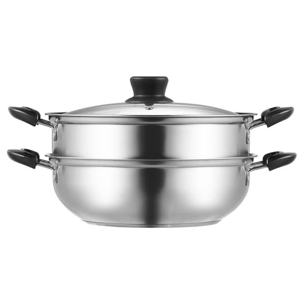 Ångkokare, 28cm med 3QT kastrull och grönsaksångare i 304 rostfritt stål, för gas/elektrisk induktion.