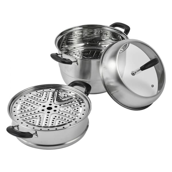 3-kerroksinen höyrykeitin, 11 tuumaa/28 cm, 8,5 QT ruostumatonta terästä, täydellinen kasvisten höyrytykseen.