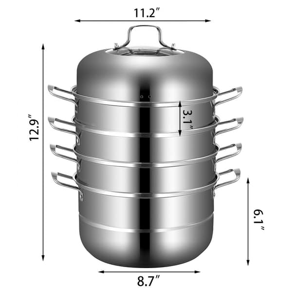 Ångkokare i rostfritt stål 5 liter, 28 cm. Perfekt för gas, el, keramisk och induktionsspis. Matlagning av hög kvalitet!