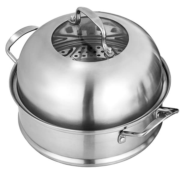 Ångkokare i rostfritt stål 5 liter, 28 cm. Perfekt för gas, el, keramisk och induktionsspis. Matlagning av hög kvalitet!