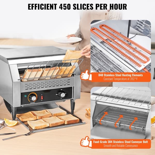 Kommersiel Transporttoaster 450 skiver/time Ekstra kraftig Toaster til erhvervslivet