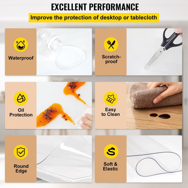 Bordsöverdrag i plast 40 x 72 tum, 1,5 mm tjockt, vattentätt och lätt att rengöra för kontor och nattställ.