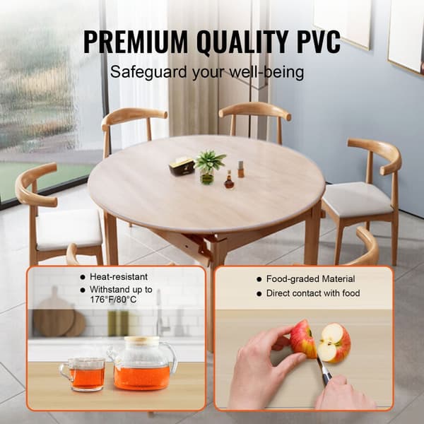 Klar bordsskydd, 48 tum/1230 mm, 1,5 mm PVC-plastduk, vattentätt skydd för skrivbord, soffbord och matsalsbord.