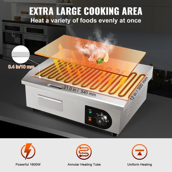 3000W 21" kaupallinen sähkögrilli, tehokas ja kestävä työskentelyyn!