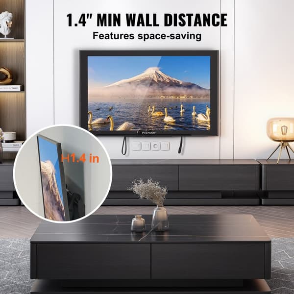 Universal tv-vægbeslag, lavprofil, passer til 37-70" tv. Tilgængeligt med tilt-funktion, Max VESA 600x400 mm, cap. 132 lbs.