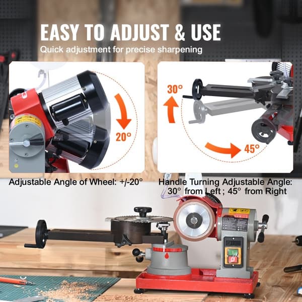 Rundsavbladssliber 370W, 3600RPM med vandtank og 5" hjul - perfekt til effektiv slibning!
