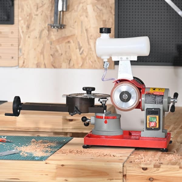 Rundsavbladssliber 370W, 3600RPM med vandtank og 5" hjul - perfekt til effektiv slibning!