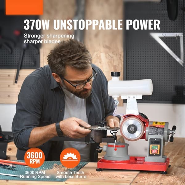 Rundsavbladssliber 370W, 3600RPM med vandtank og 5" hjul - perfekt til effektiv slibning!