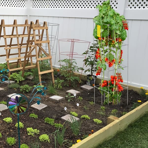 Tomatbure, 30 x 30 x 117 cm, 5 stk. firkantede støtte til planter, sølv PVC-belagt stål til klatring af grøntsager og blomster.