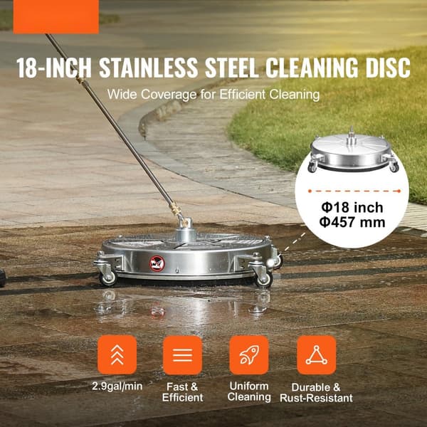 18" painepesurin puhdistuslaite pyörillä, ruostumattomasta teräksestä, Max 4000 PSI, 1/4" pikaliitin, sähkökäyttöinen.