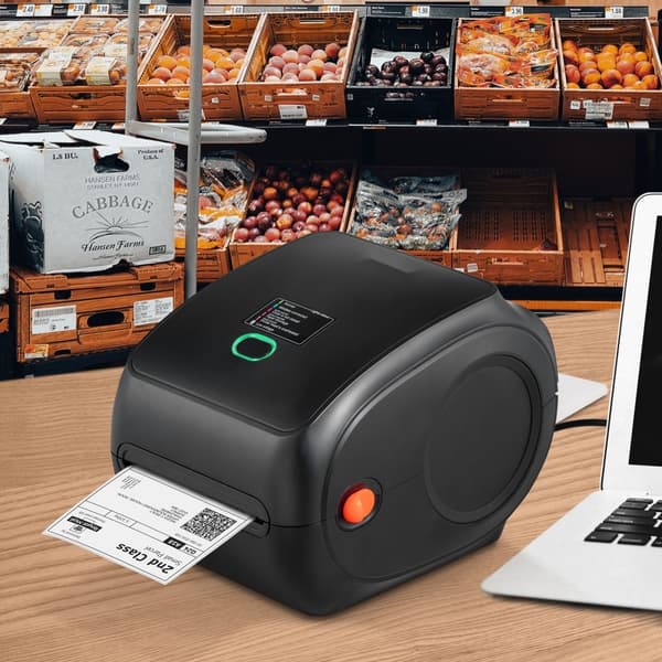 Termisk etiketprinter 4x6 300DPI via USB/Bluetooth til Amazon, eBay, Etsy & UPS. Perfekt til din forretning!