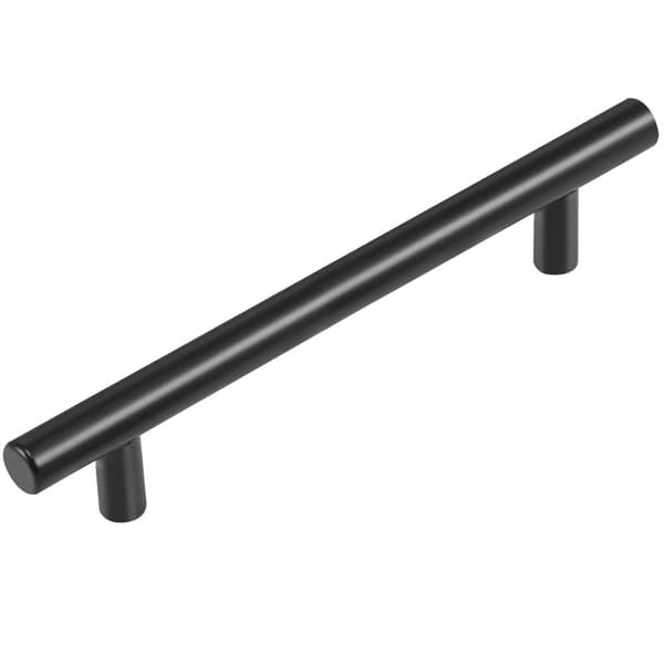 30-pak skabstræk, 5,03 tommer / 128 mm mellemrum, slanke greb i rustfrit stål til moderne køkken og badeværelse i mat sort.