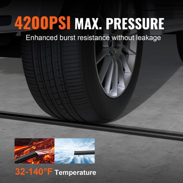 Painepesurin letku 30,5 m, M22-14 mm messinkikierre, 4200 PSI Heavy Duty, sopii useimmille merkkipainepesureille.