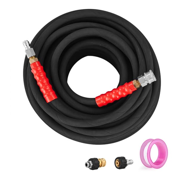 Högtryckstvättslang 30,5 m, knäckfri 3/8"-φ14,8 hane, 3/8"-φ15 hona, 4800 PSI, 4,9 tum böjradie. Heavy Duty.