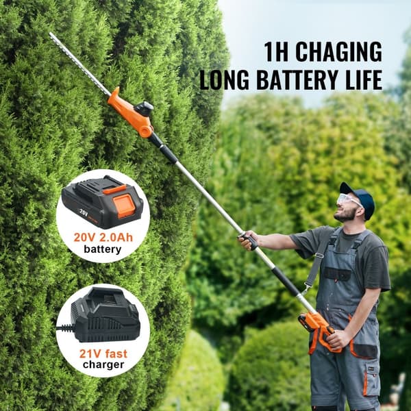 20V trådløs hækkeklipper med teleskopstang og 18 tommer klinge - effektiv og praktisk til haven.
