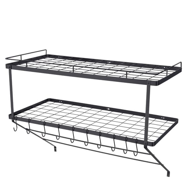 Seinään kiinnitettävä kattilateline, 30" kattiloille, 12 koukkua, max. 55 lbs, täydellinen pannu- ja keittiöastioille.
