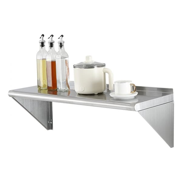 12" x 36" hylla i rostfritt stål, väggmonterade hyllor, 250 lbs kapacitet för restaurang, kök och hotell.