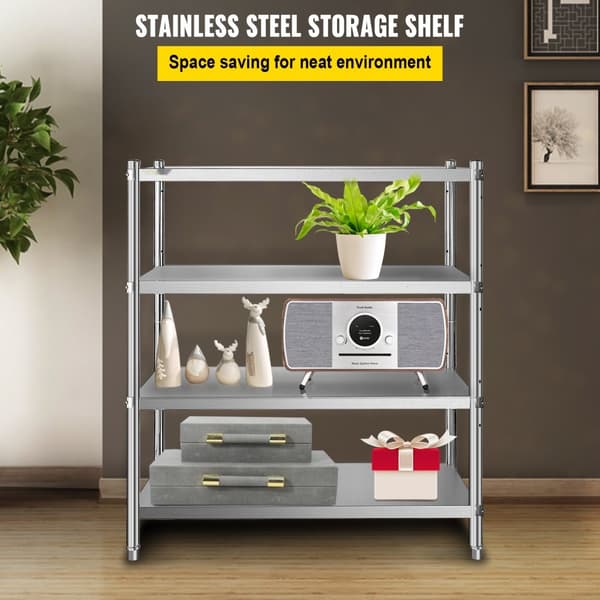 Rustfrit stål reoler, 46,8x18,5 tommer, 4-trins justerbare hylder til køkken og garage. Holder op til 330 lbs. Ideel til kommerciel brug.