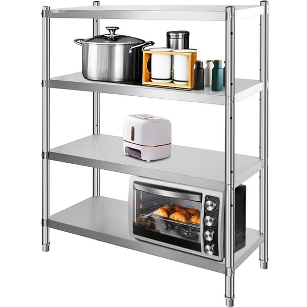 Rustfrit stål reoler, 46,8x18,5 tommer, 4-trins justerbare hylder til køkken og garage. Holder op til 330 lbs. Ideel til kommerciel brug.