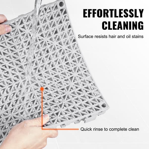 Modulære sammensatte puder, 50 stk. 30 x 30 cm drænmåtter i blød PVC. Skridsikre fliser til toilet, badeværelse, køkken og poolområder. Grå.