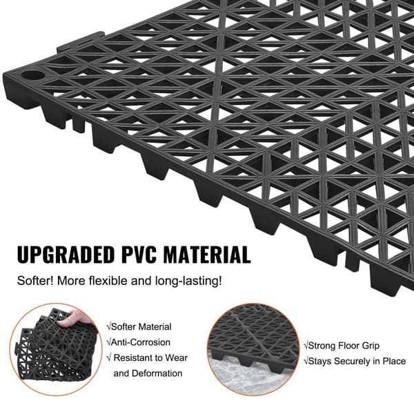 Modulaarinen lukitustyyny, 50 kpl 30x30 cm pehmeitä PVC-lattialaattoja, liukumaton tyhjennysreikä musta.