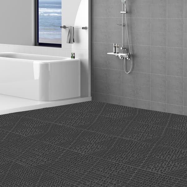 Modulaarinen lukitustyyny, 50 kpl 30x30 cm pehmeitä PVC-lattialaattoja, liukumaton tyhjennysreikä musta.