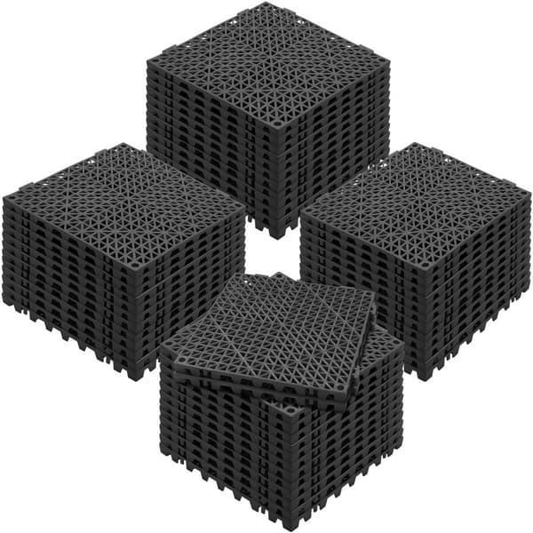 Modulaarinen lukitustyyny, 50 kpl 30x30 cm pehmeitä PVC-lattialaattoja, liukumaton tyhjennysreikä musta.