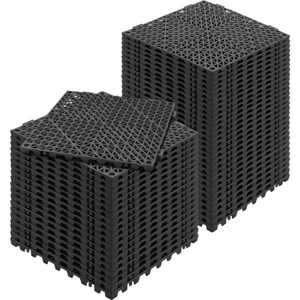 Modulaarinen lukitustyyny, 50 kpl 30x30 cm pehmeitä PVC-lattialaattoja, liukumaton tyhjennysreikä musta.