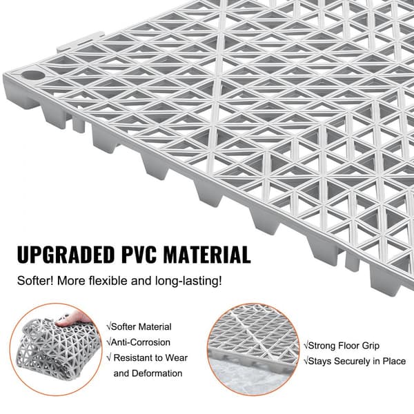 Interlocking Dränering Golvmatta 30 x 30 cm PVC Halkfria golvplattor 12-pack