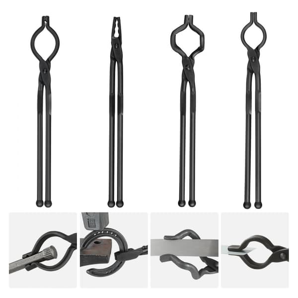 Smedtänger, 18” 4 PCS, V-Bit bulttänger, Wolf Jaw tänger, Z V-Bit tänger, kolstål med A3 stålnitar, för nybörjare och erfarna smeder.