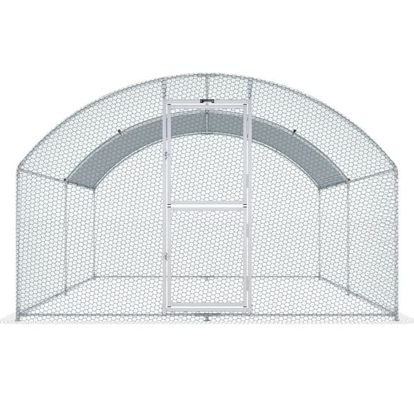 Stort metallhönshus med gård, vattentätt lock, 13,1 x 9,8 x 6,6 fot, hönsbur med kupoltak för höns, ankor och kaniner.