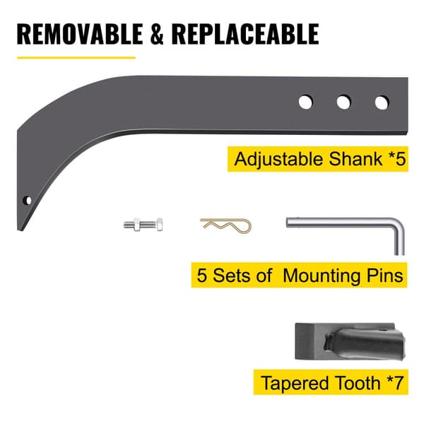 5 st Box Blade Shank, 16" Scarifier Shank, 3 hål Box Scraper Shank, Ripper Shank med avtagbara tänder och justerbar skaft.